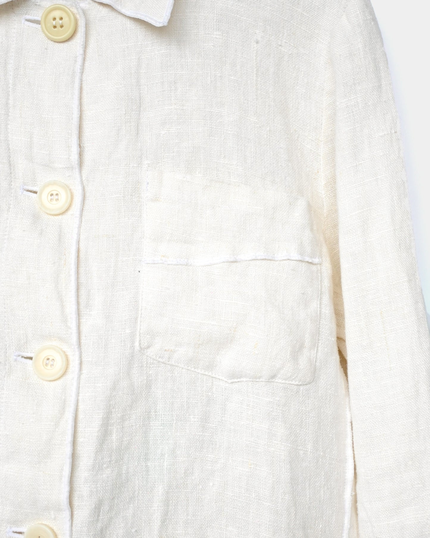 100% Linen L/S Shirt Jacket - White