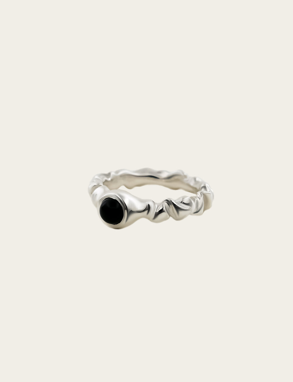 "Isabella Etou" Crinkle Bubble Onyx Ring