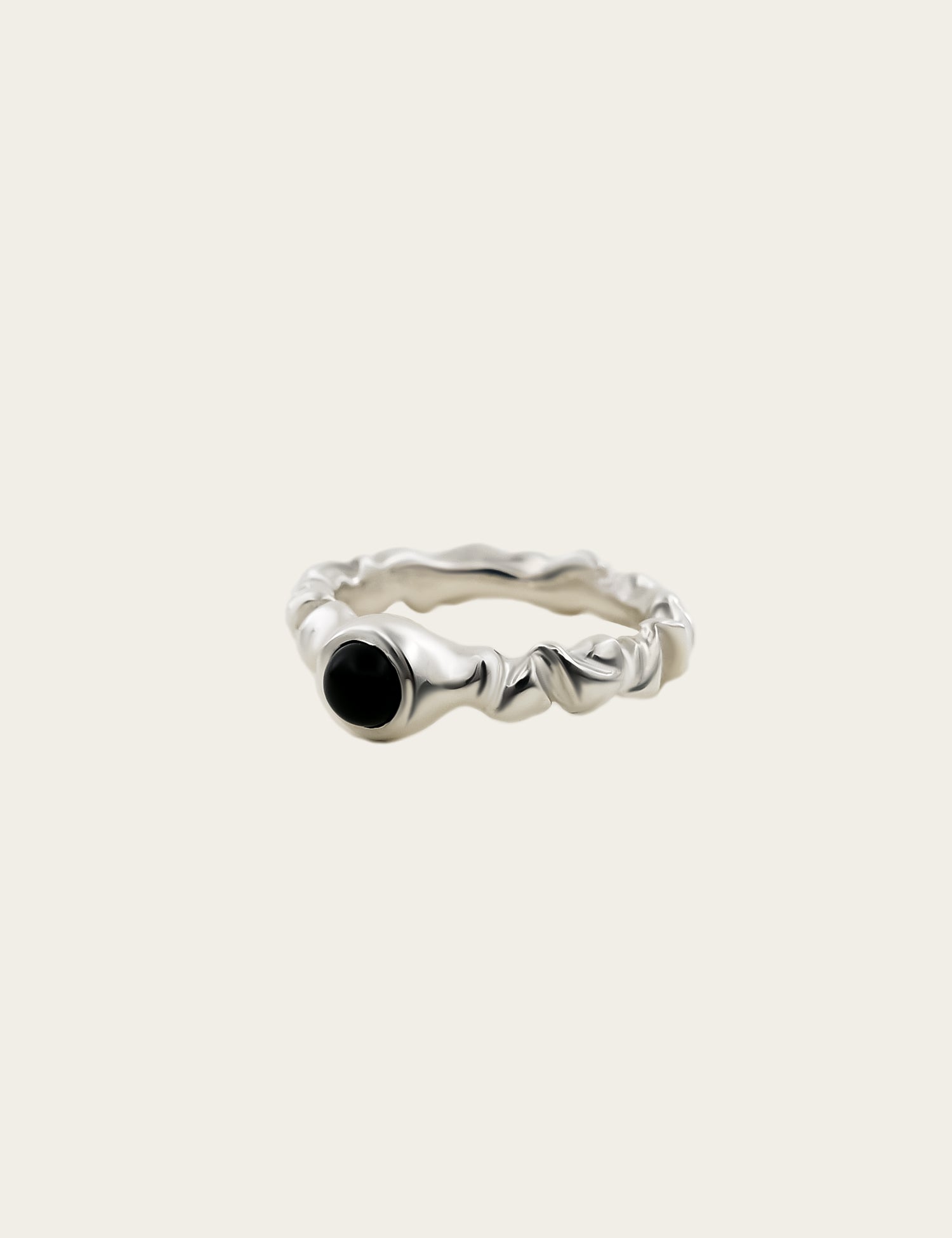 "Isabella Etou" Crinkle Bubble Onyx Ring