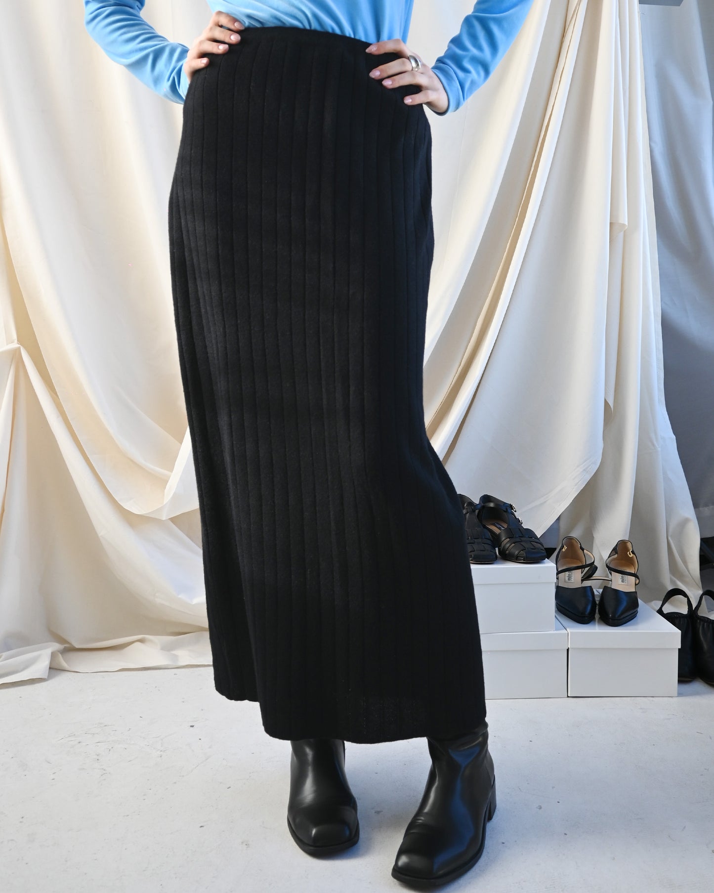 Black Knit Long Skirt