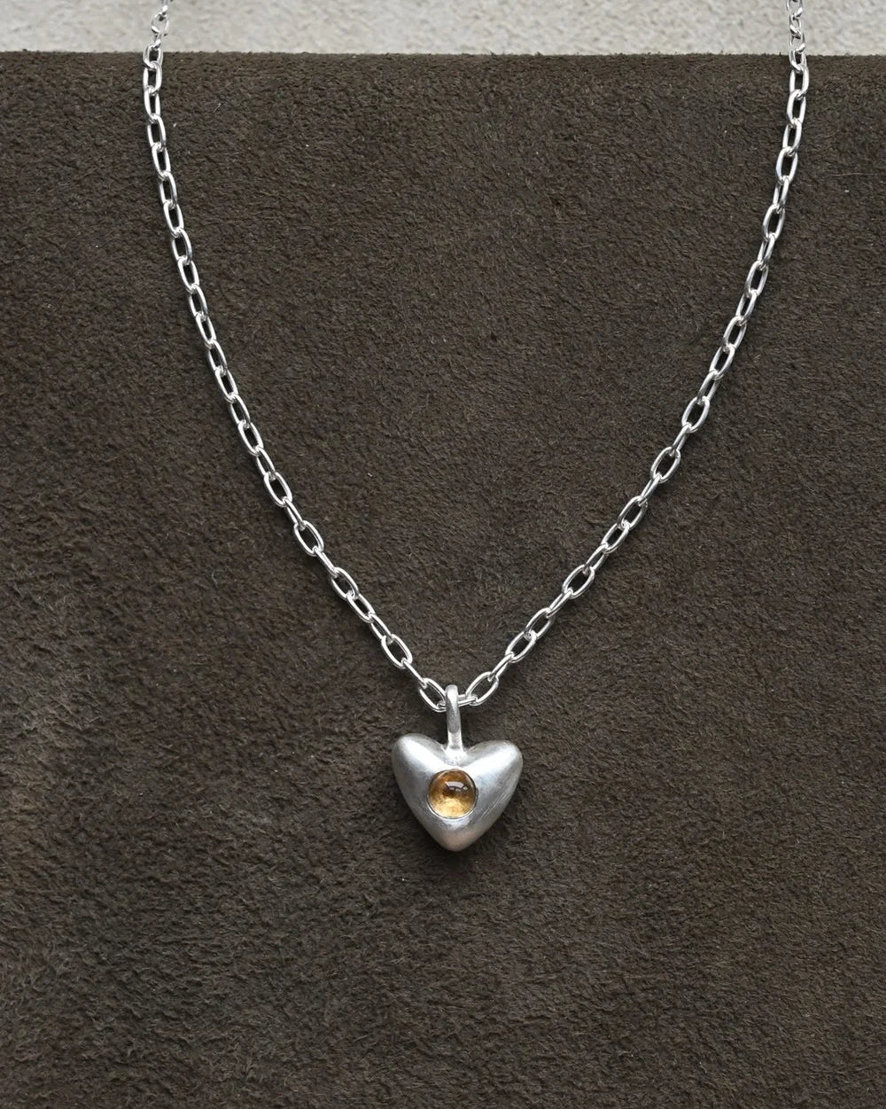 "Dunton Ellerkamp" Diminutive American Folk Heart Pendant with Citrine