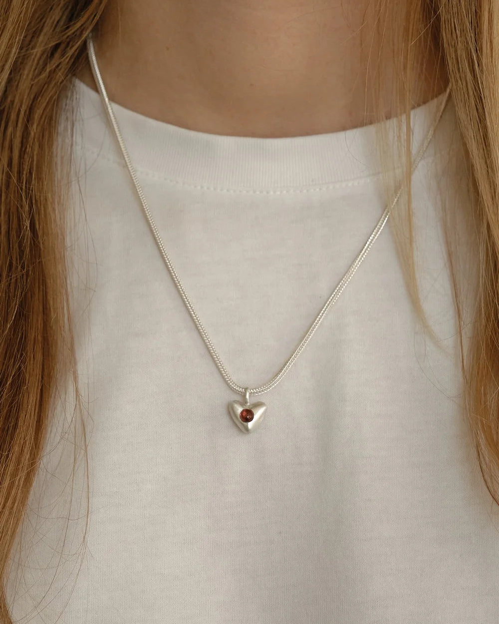 "Dunton Ellerkamp" Diminutive American Folk Heart Pendant with Garnet