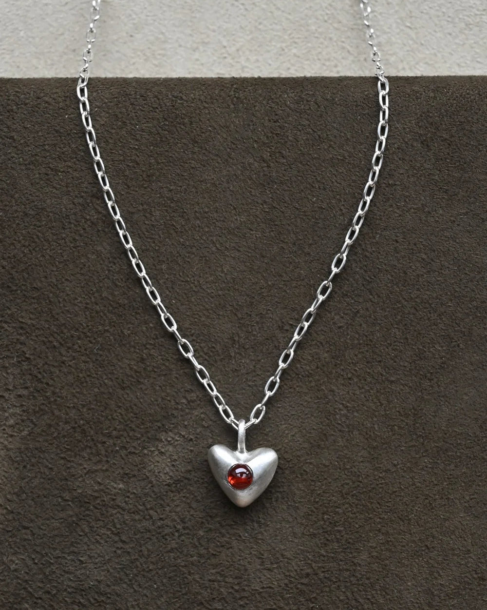 "Dunton Ellerkamp" Diminutive American Folk Heart Pendant with Garnet