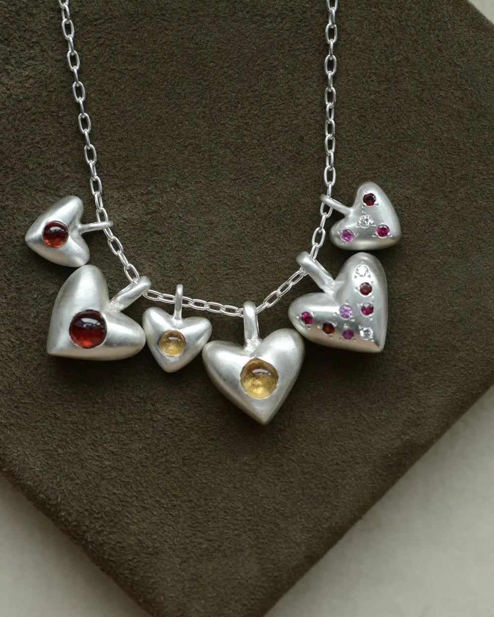 "Dunton Ellerkamp" Diminutive American Folk Heart Pendant with Garnet
