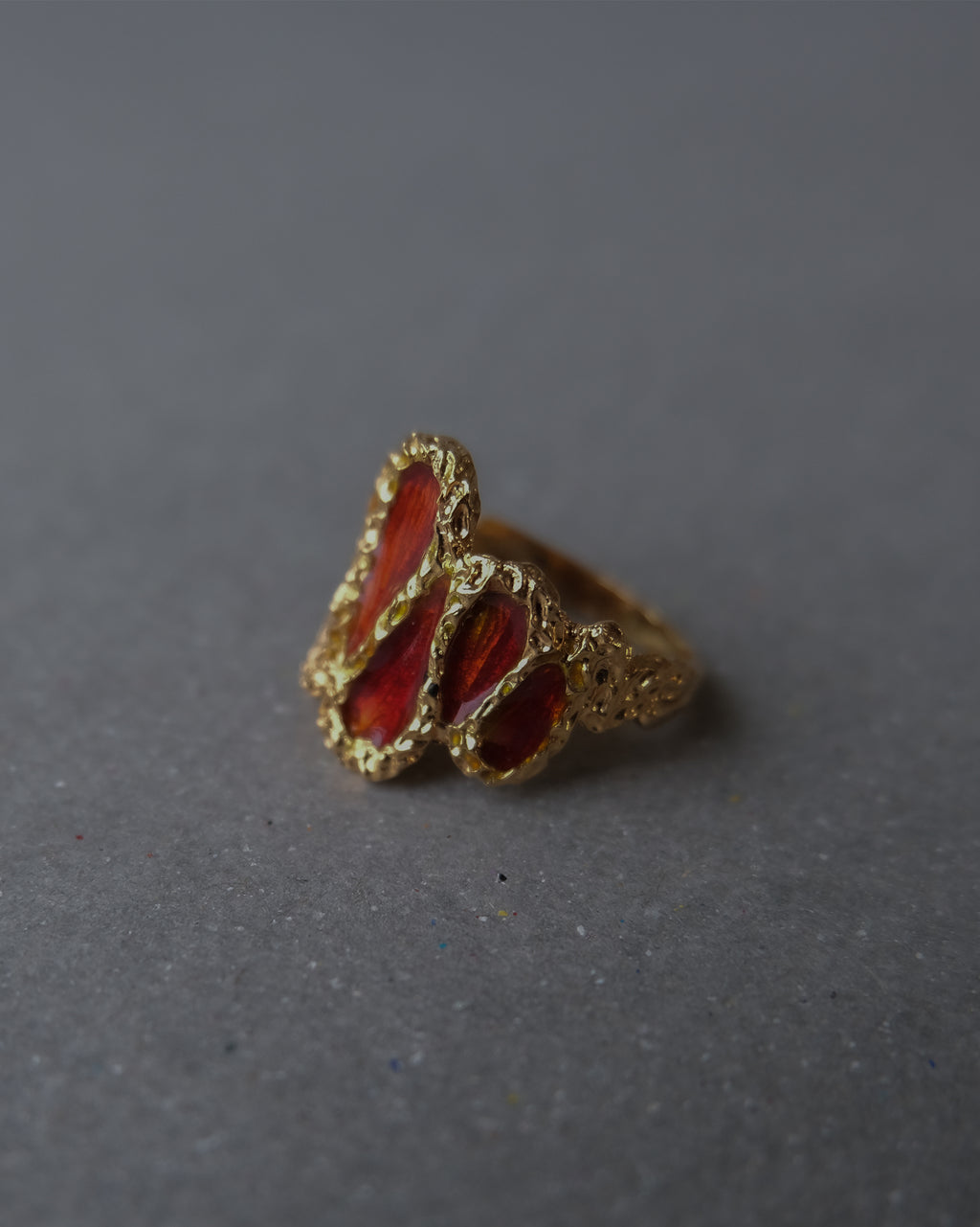 18K x Red Enamel Ring - 10号