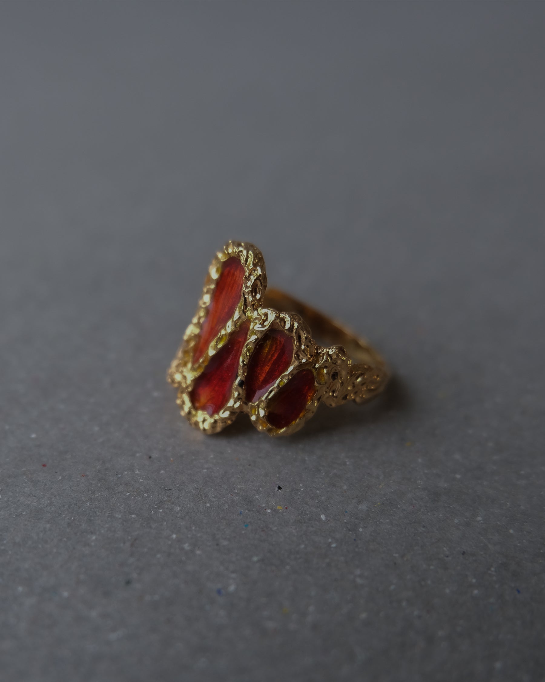 18K x Red Enamel Ring - 10号