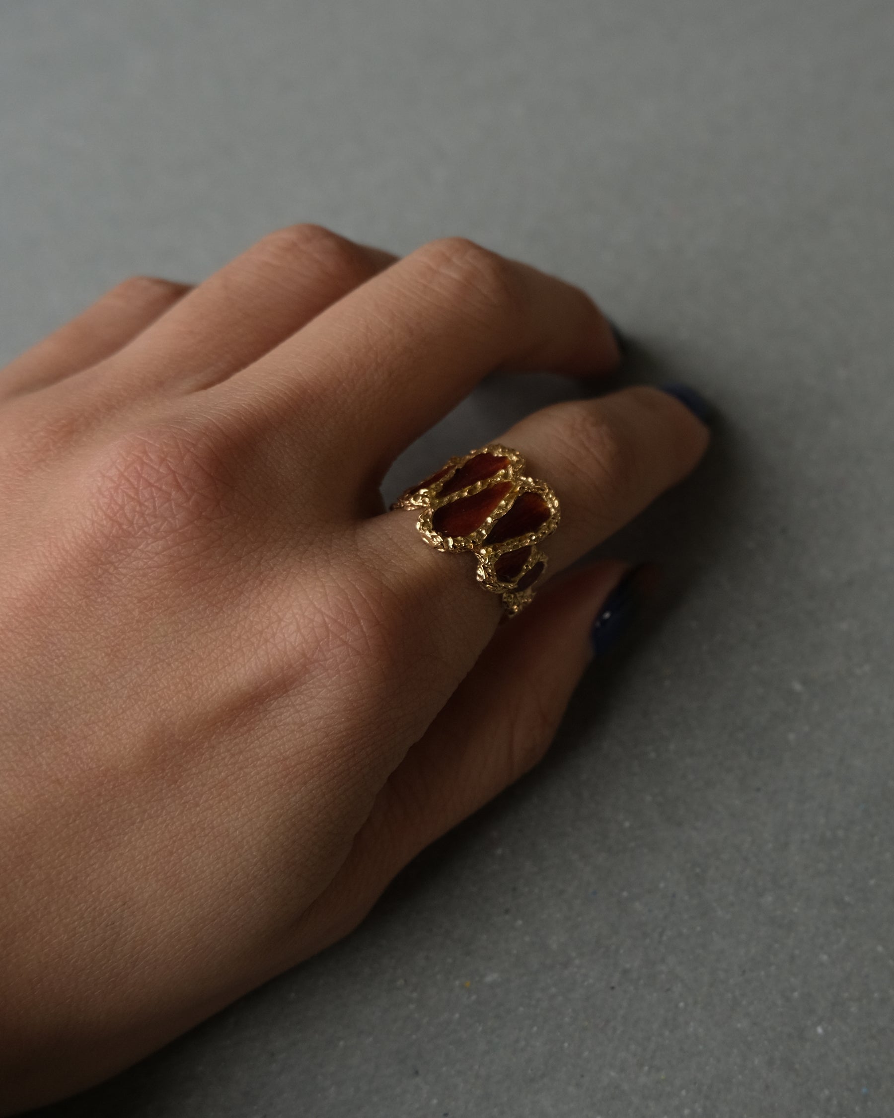 18K x Red Enamel Ring - 10号