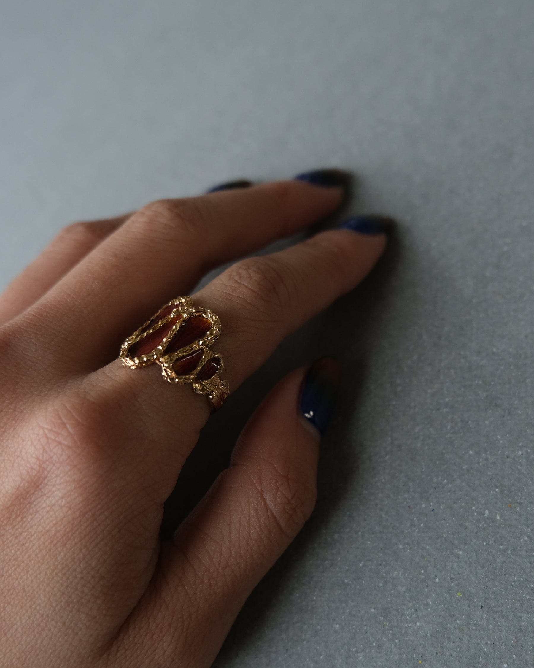 18K x Red Enamel Ring - 10号