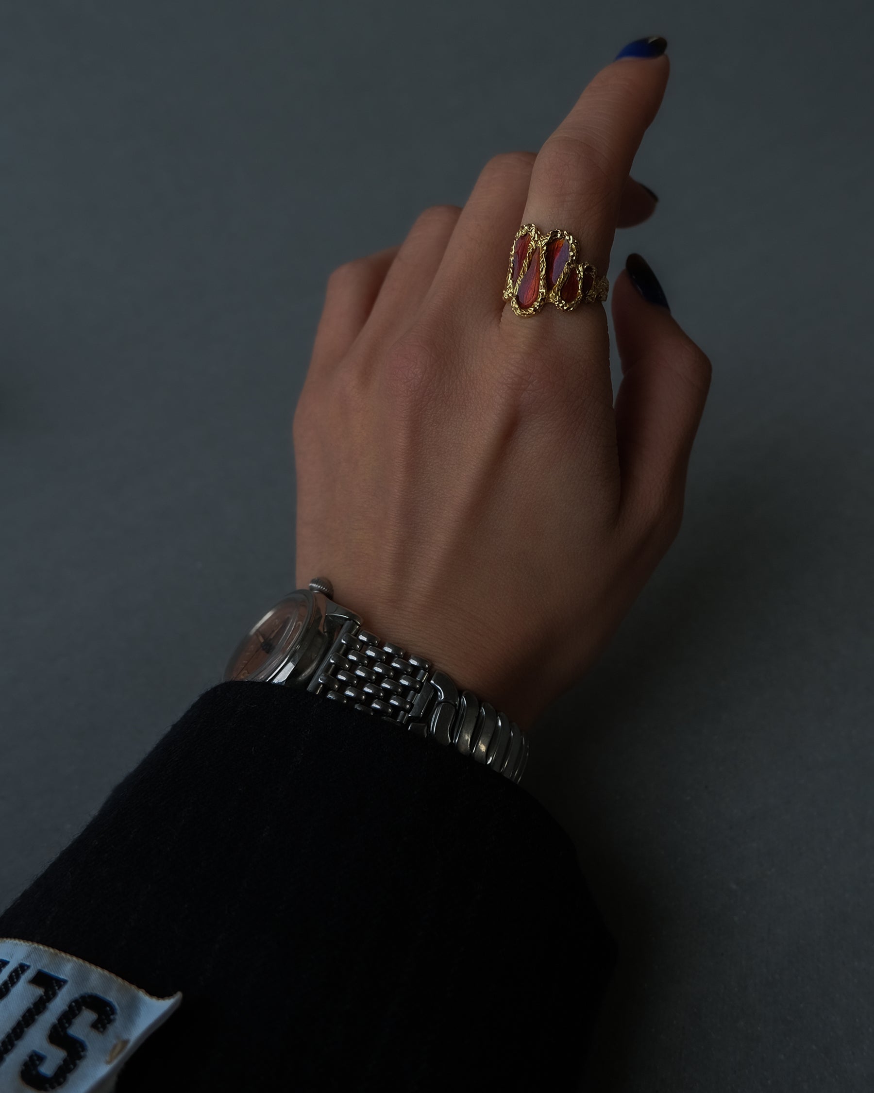 18K x Red Enamel Ring - 10号