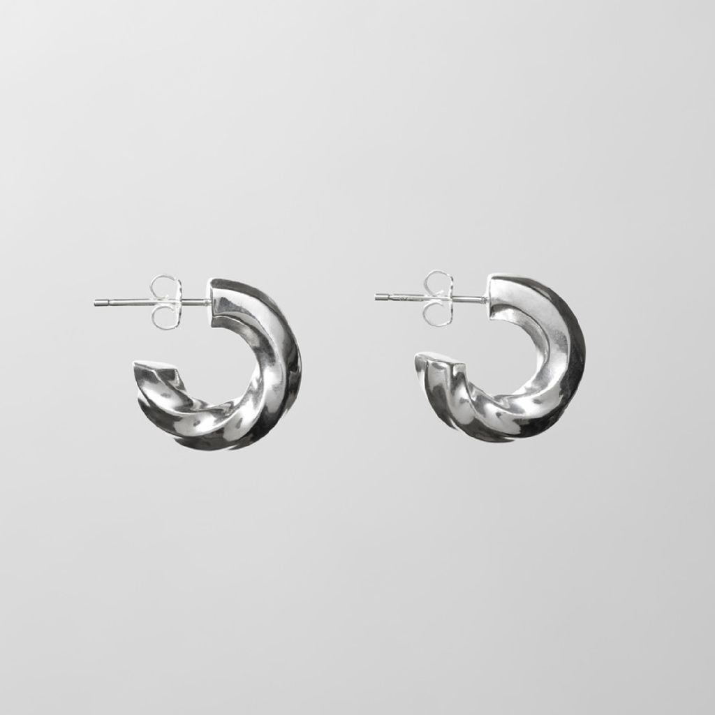 Half Twisted Hoops - Silver