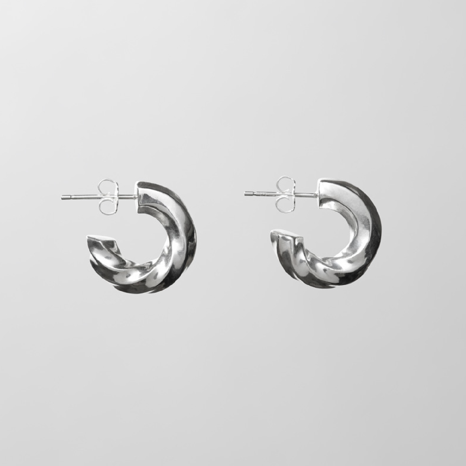 Half Twisted Hoops - Silver