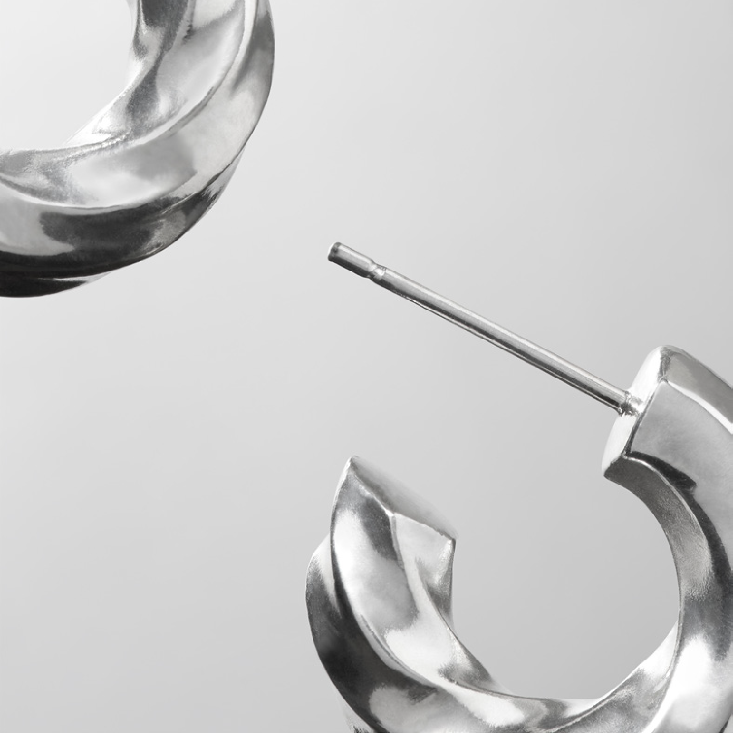 Half Twisted Hoops - Silver