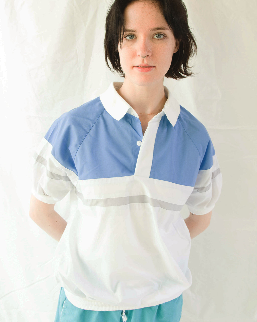 Color Block Polo Shirt Blue