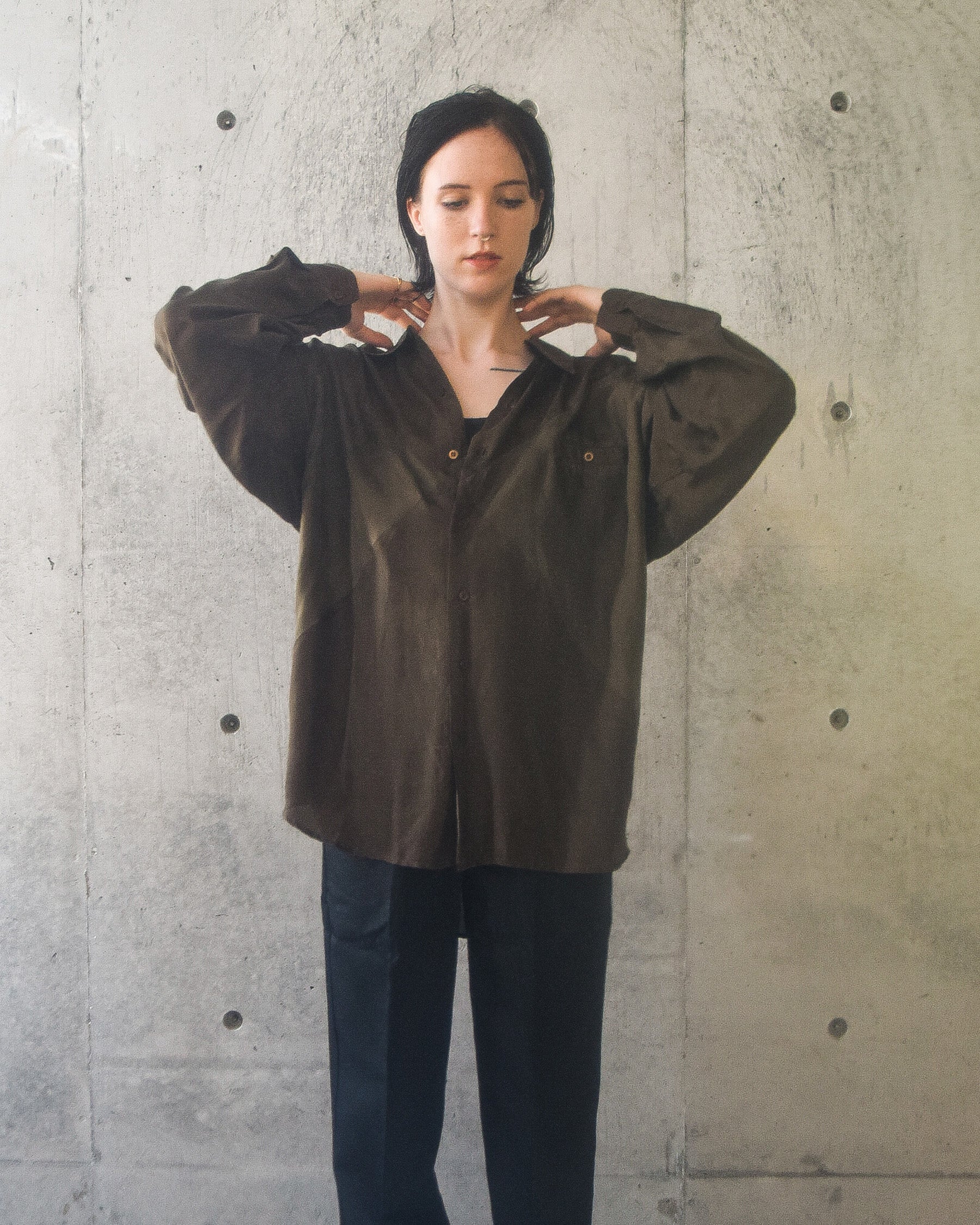 100% Silk Shirts - Brown x Olive