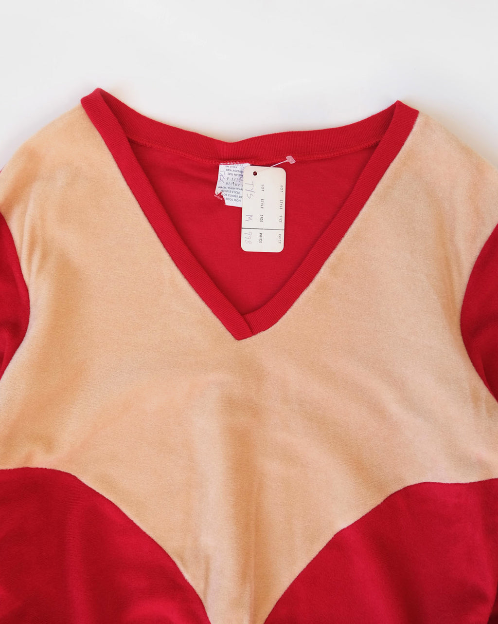 NOS Velour Bi-color V-Neck Top