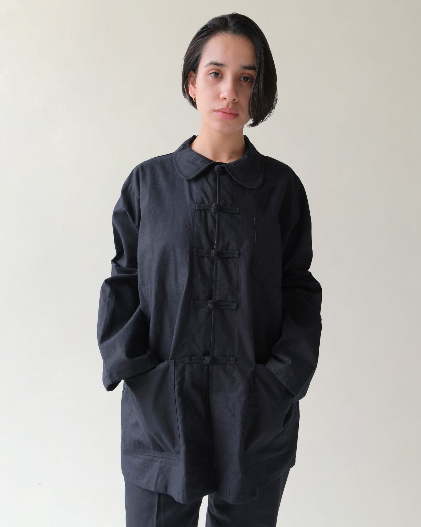 100% Cotton China Jacket - Black