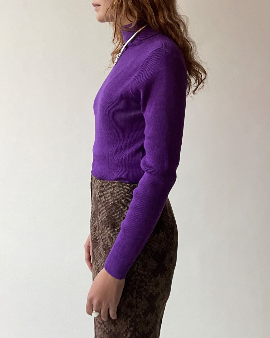 NOS Turtleneck Sweater with Back Zippier - Purple