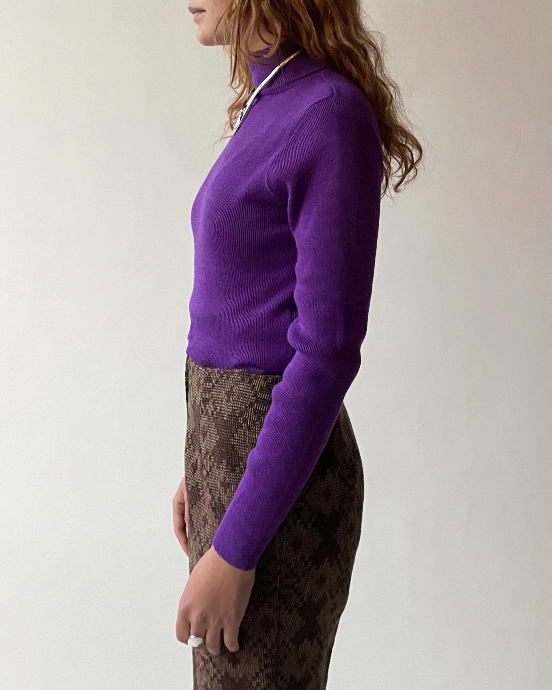 NOS Turtleneck Sweater with Back Zippier - Purple