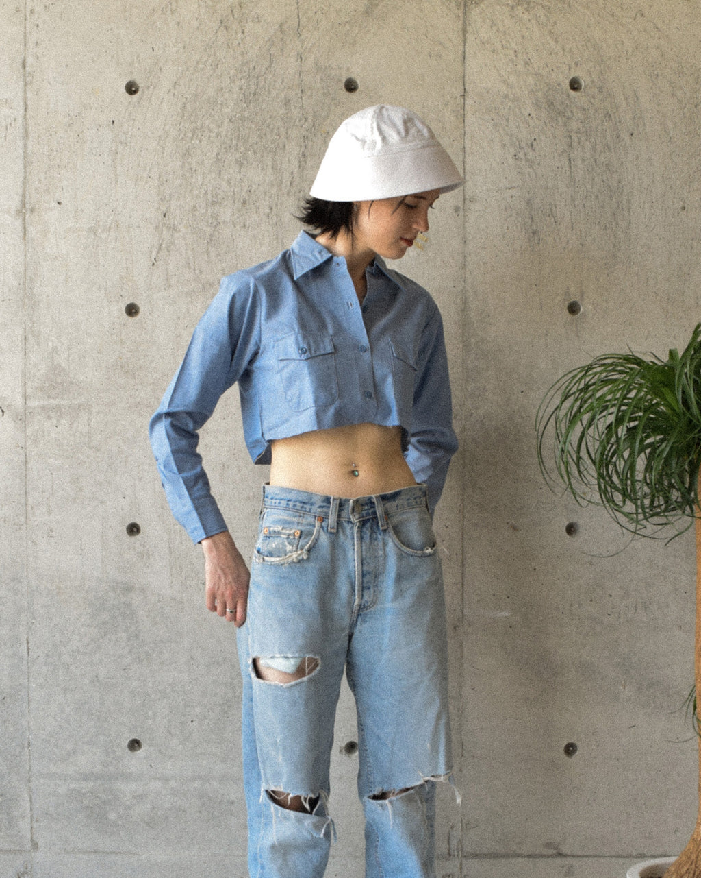 Cropped Chambray Shirt