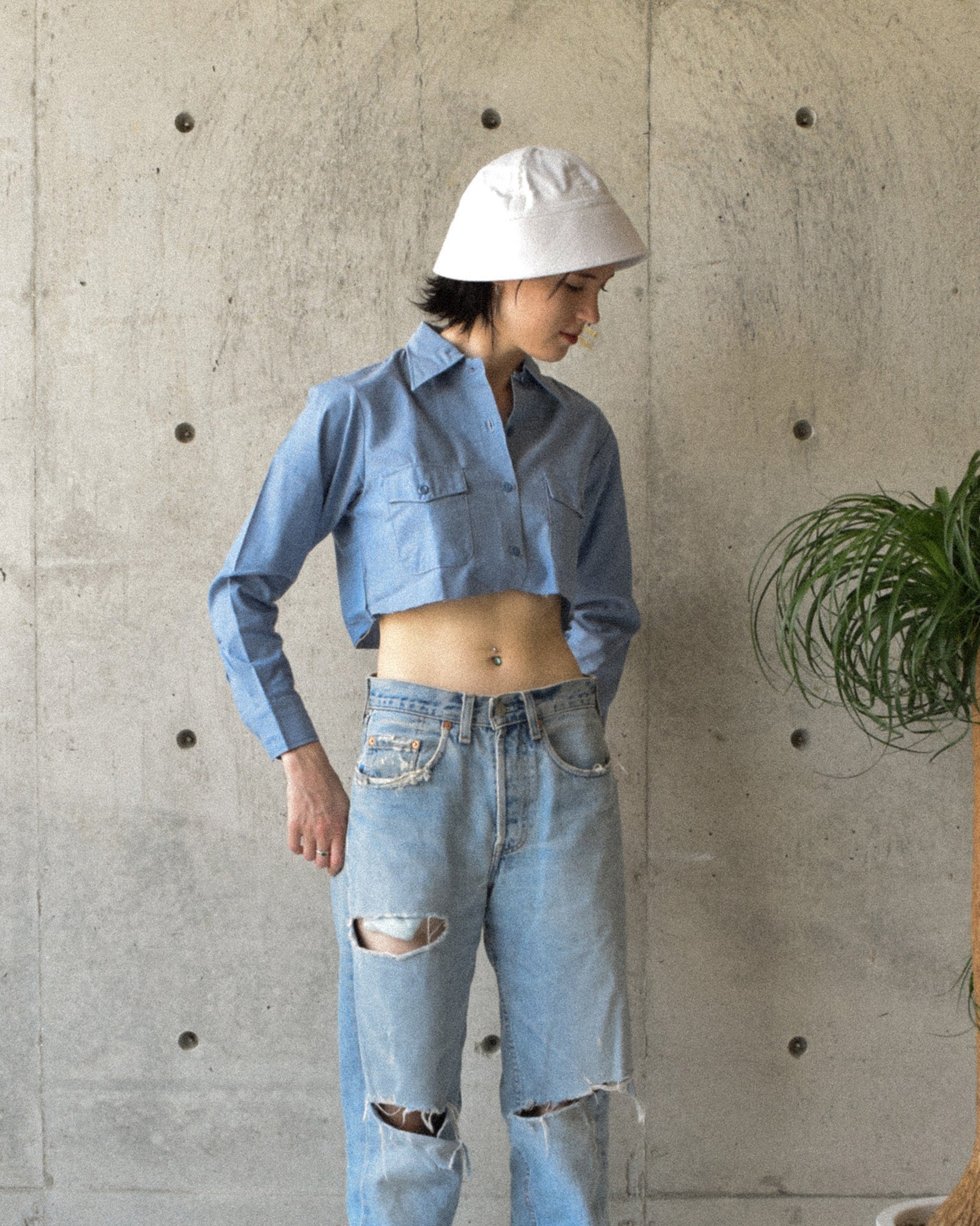 Cropped Chambray Shirt
