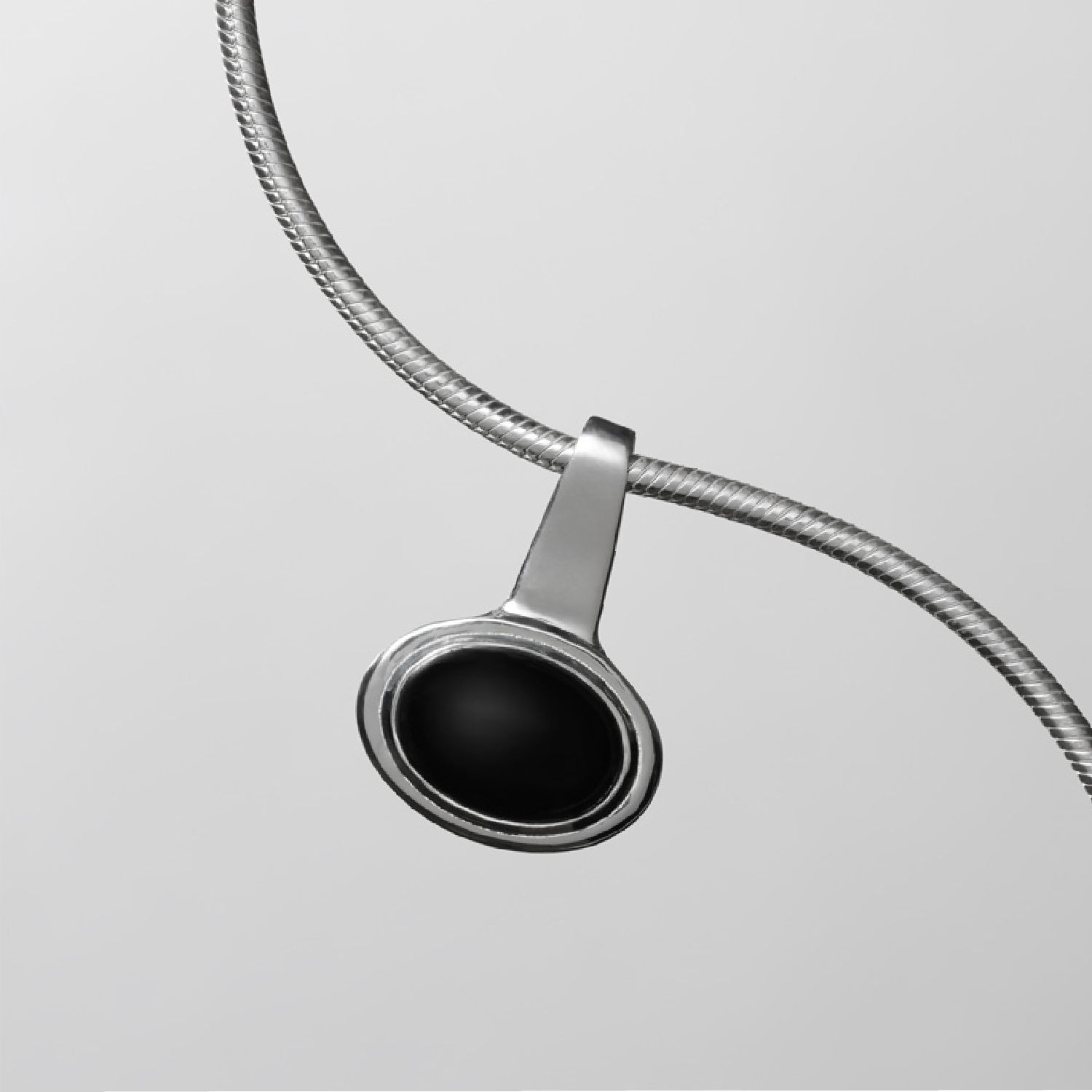 Black Onyx Pendant on Kosa Chain