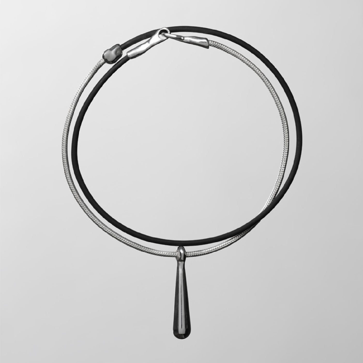 Blob Pendant on Rubber Cord and Kosa Chain