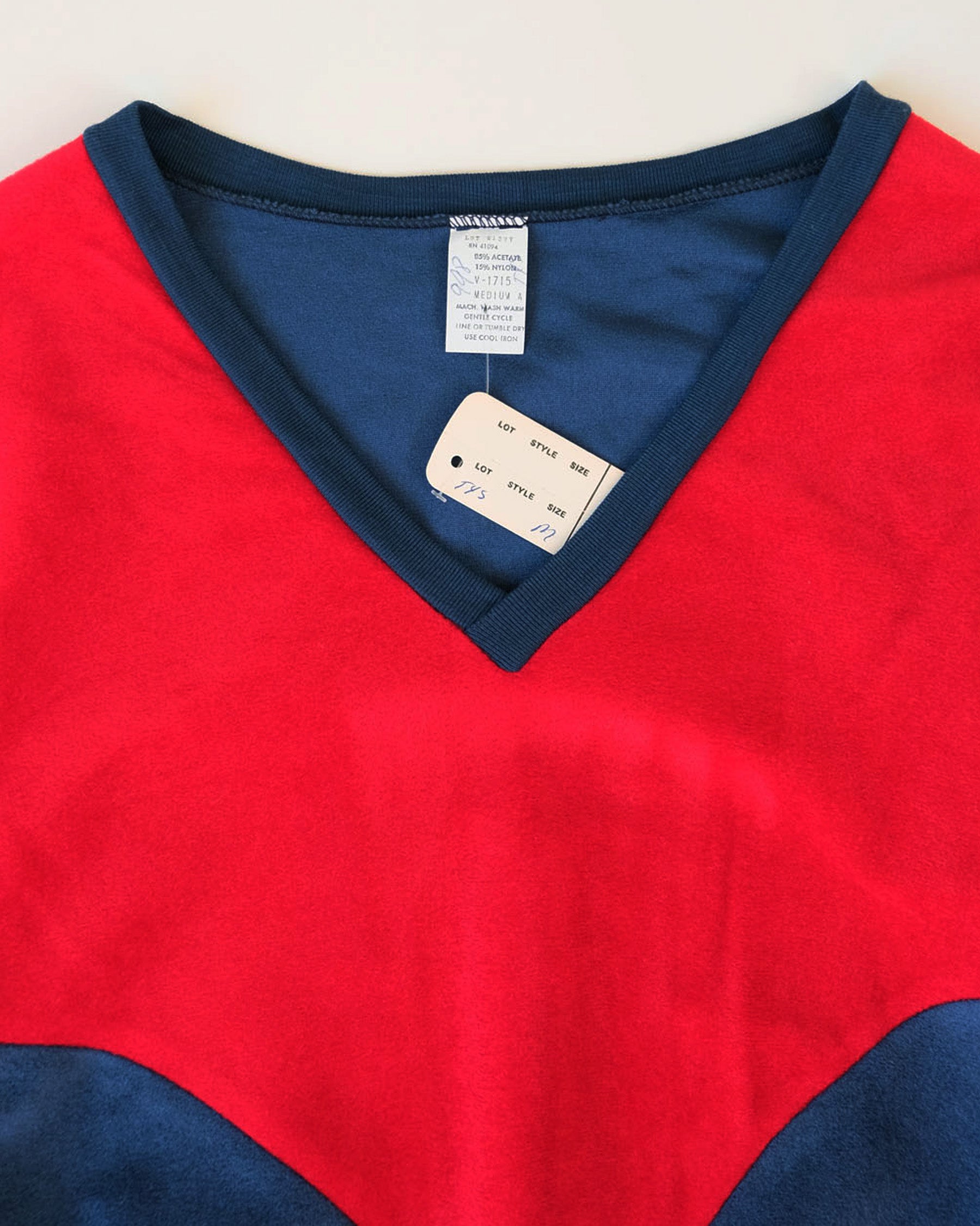 NOS Velour Bi-color V-Neck Top