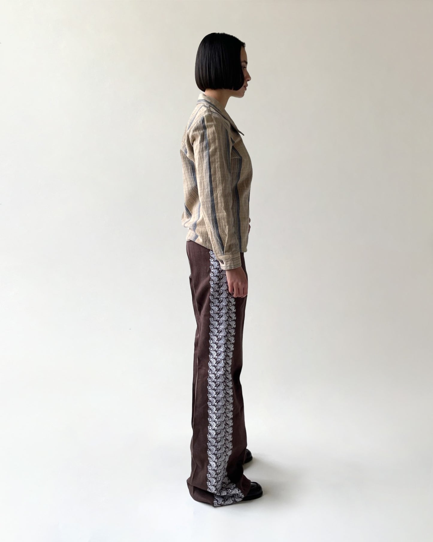 Embroidered Brown Pants
