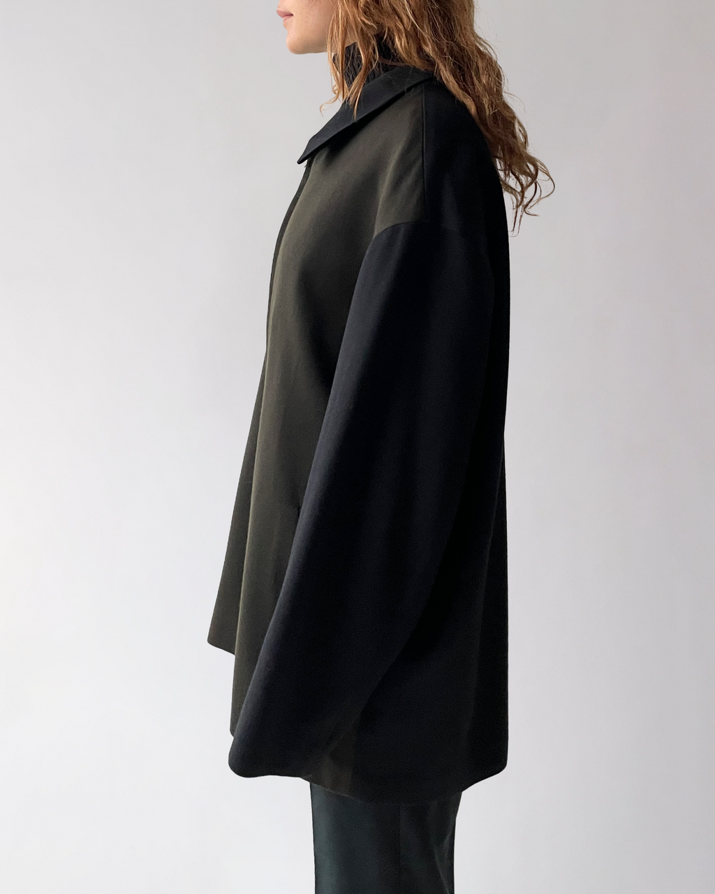 Wool Zip-Up Bicolor Jacket