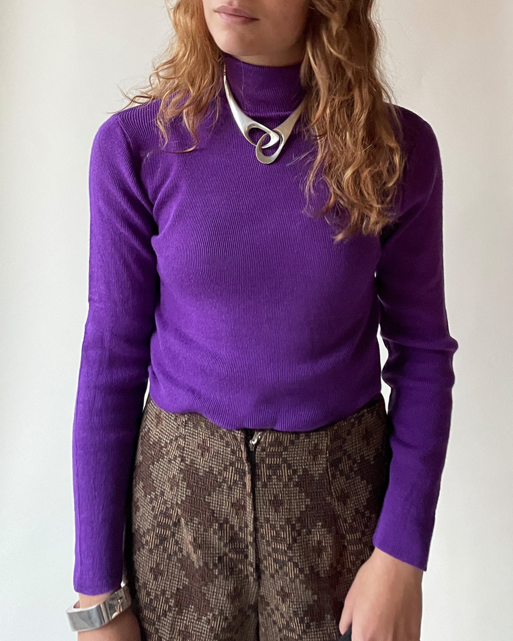 NOS Turtleneck Sweater with Back Zippier - Purple
