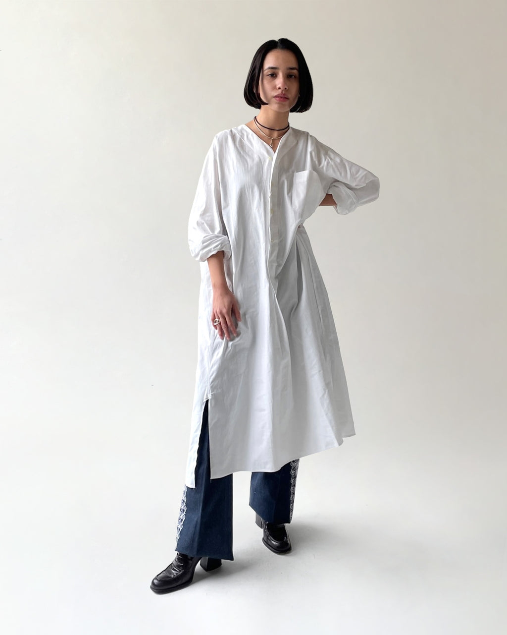 White Cotton Long Shirt