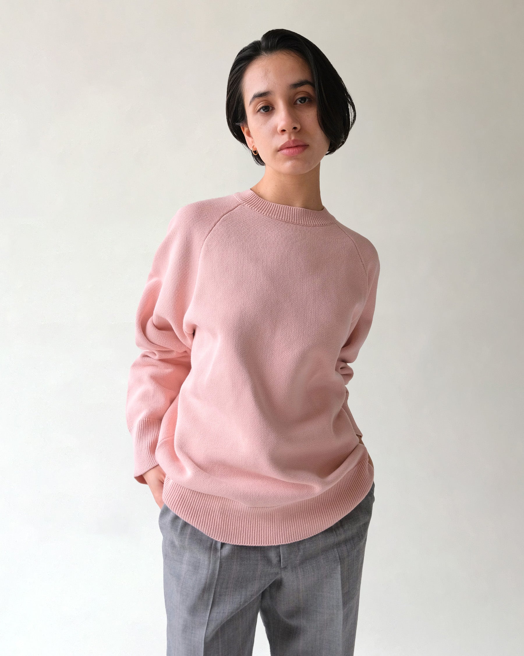 404 Paled Color Crew Neck Sweater by RYE TENDER - Pink
