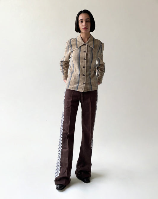 Embroidered Brown Pants