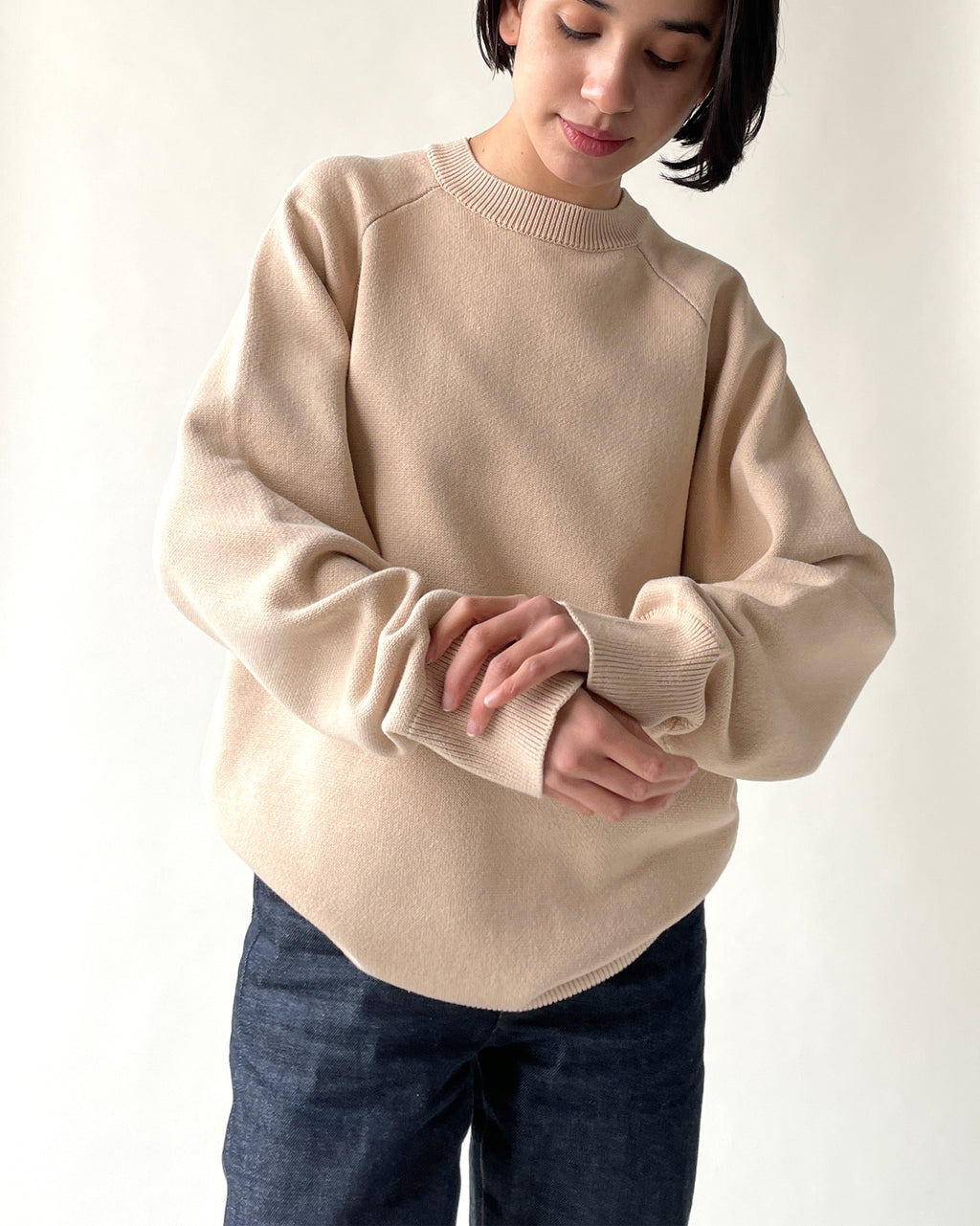 404 Paled Color Crew Neck Sweater by RYE TENDER - Beige