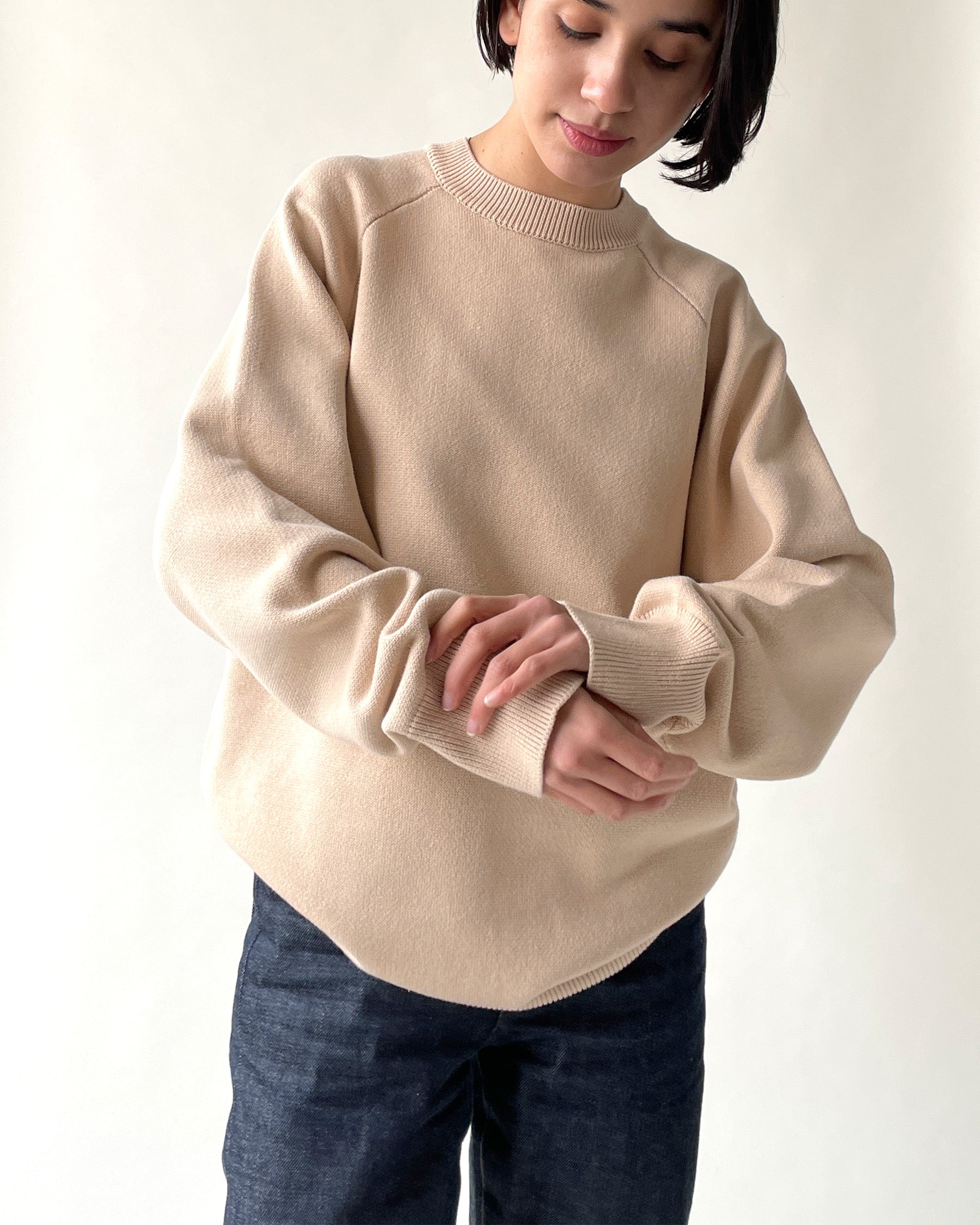 404 Paled Color Crew Neck Sweater by RYE TENDER - Beige