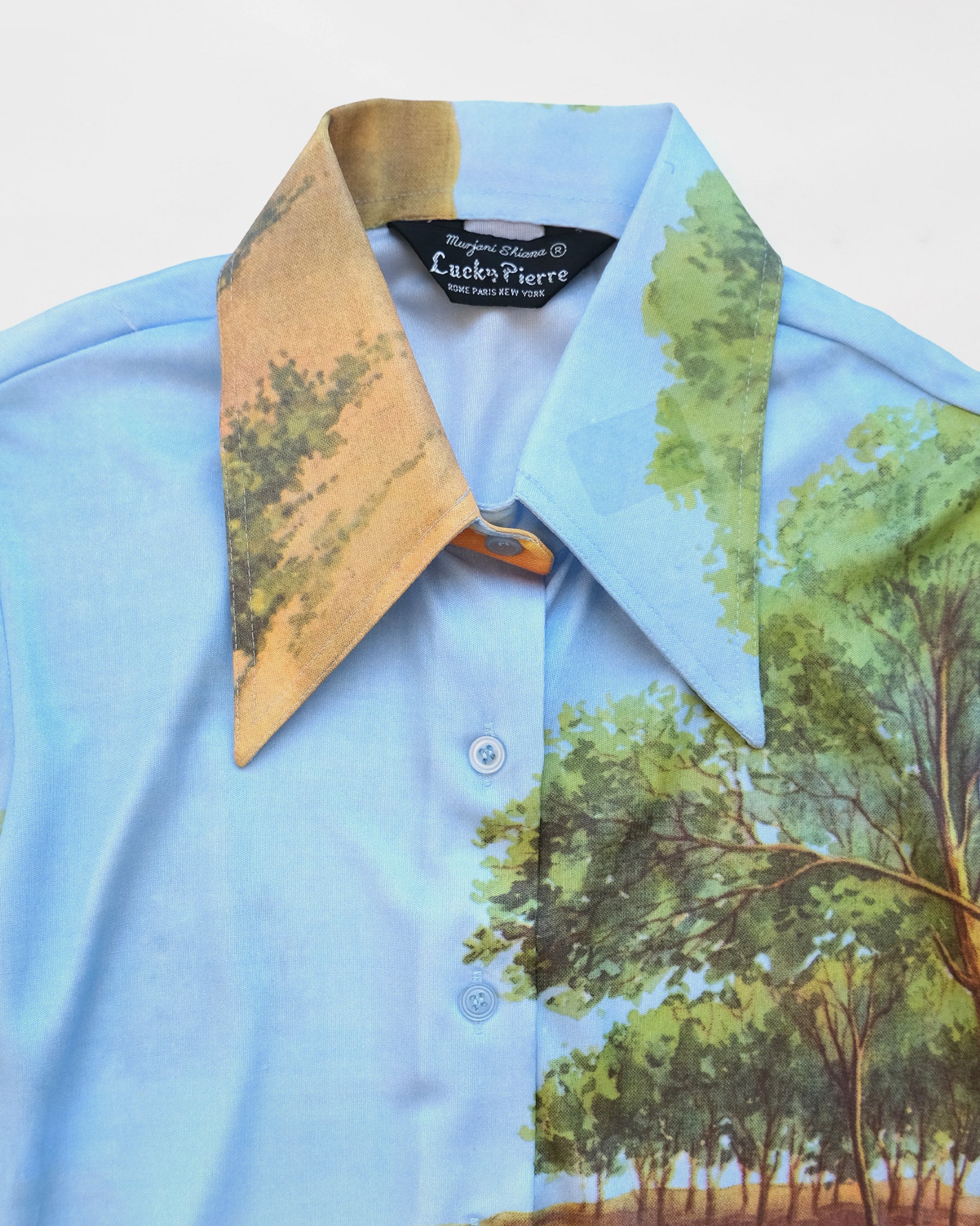 70's Printed Nylon Shirt