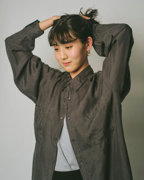 N.O.S  100% Silk Shirts - Charcoal