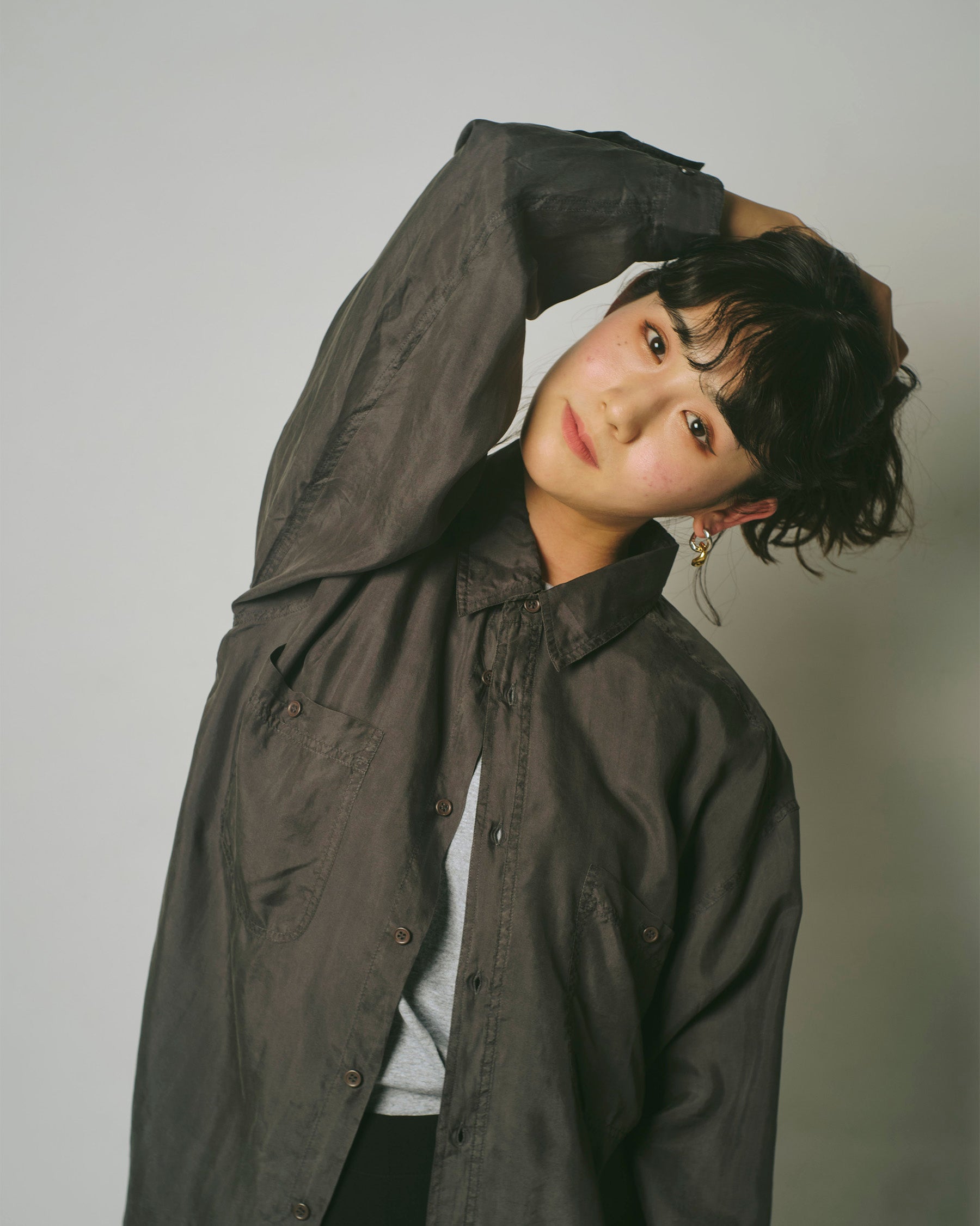 N.O.S  100% Silk Shirts - Charcoal
