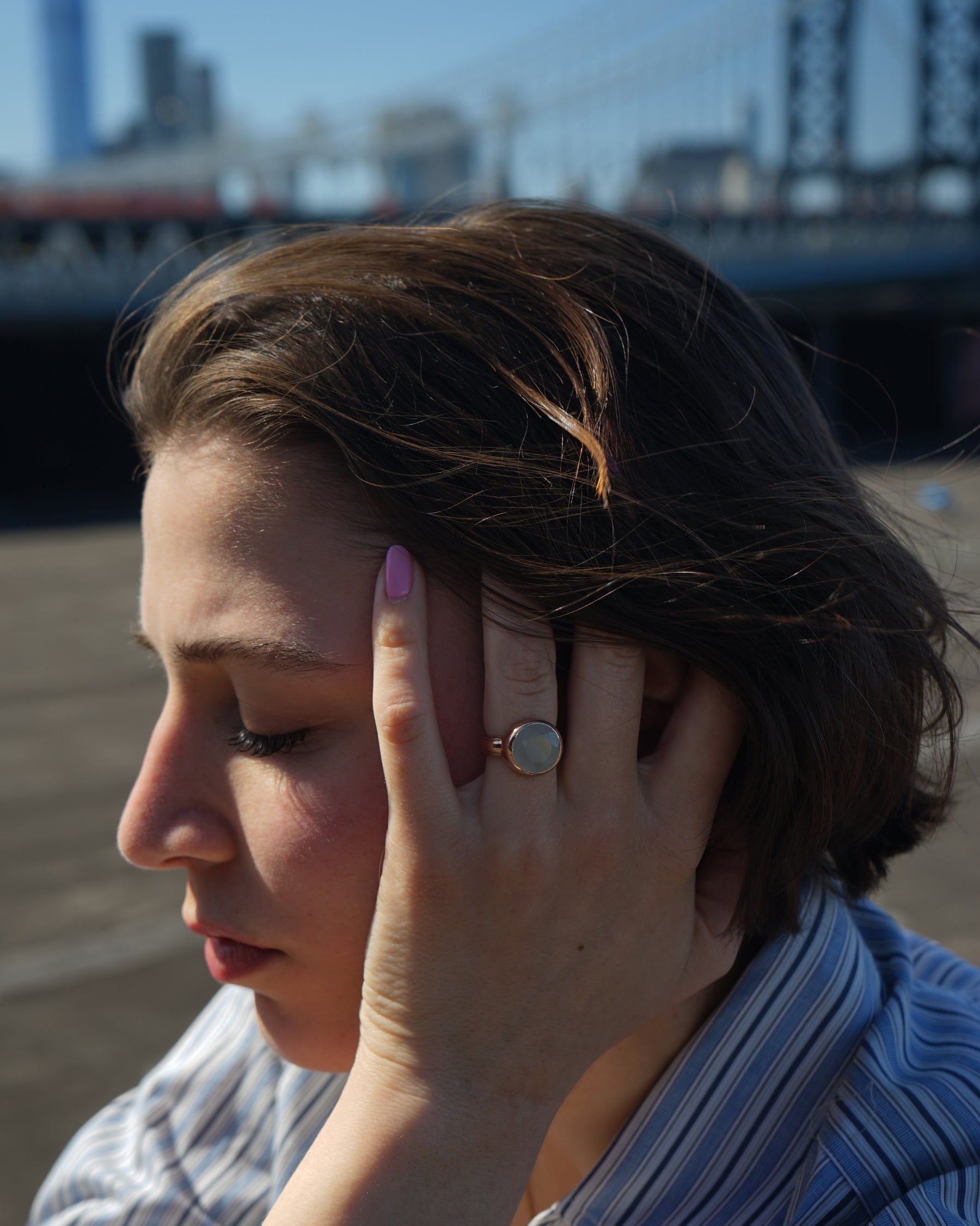 14k Gold × Moon stone Ring - 10.5号