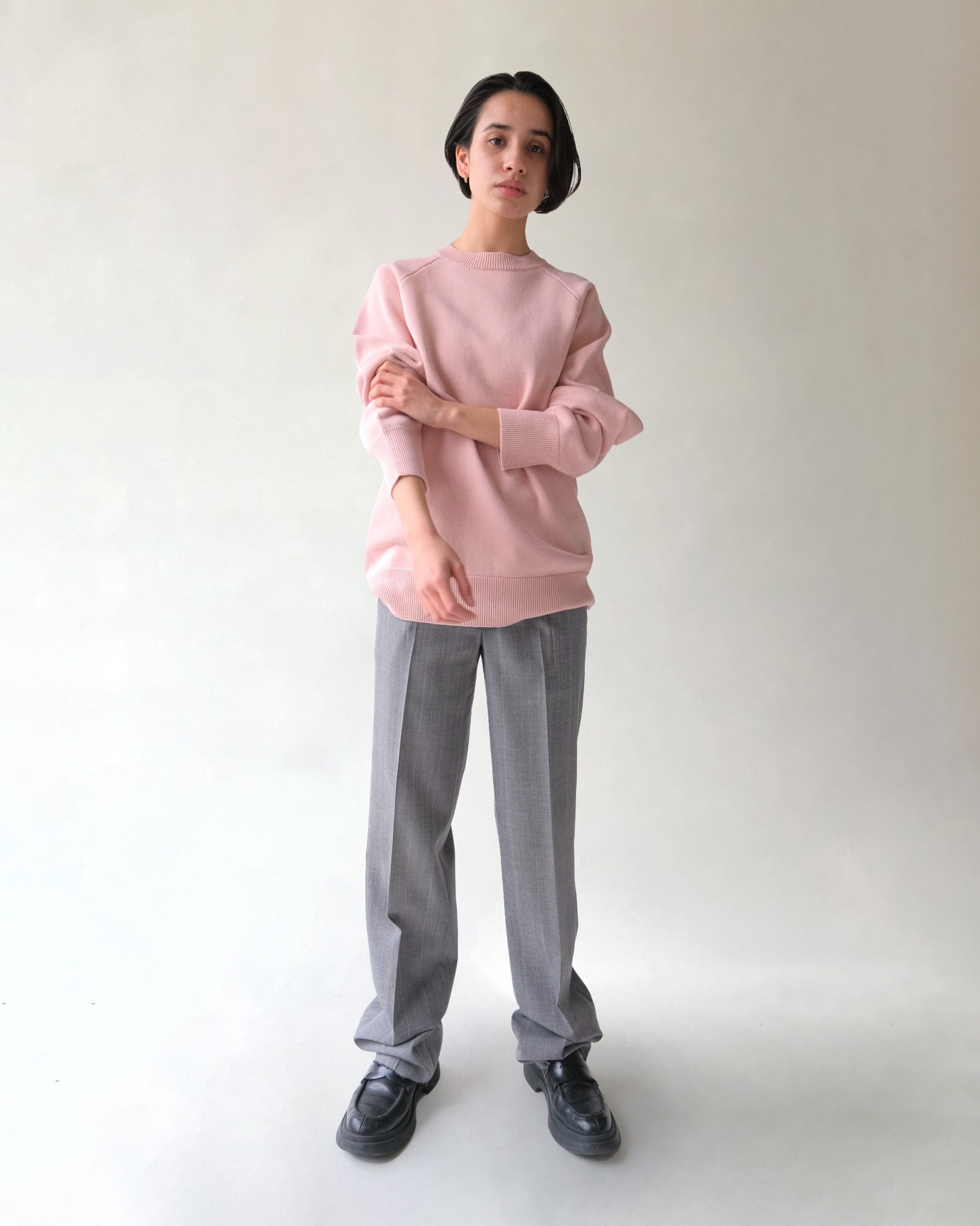 404 Paled Color Crew Neck Sweater by RYE TENDER - Pink