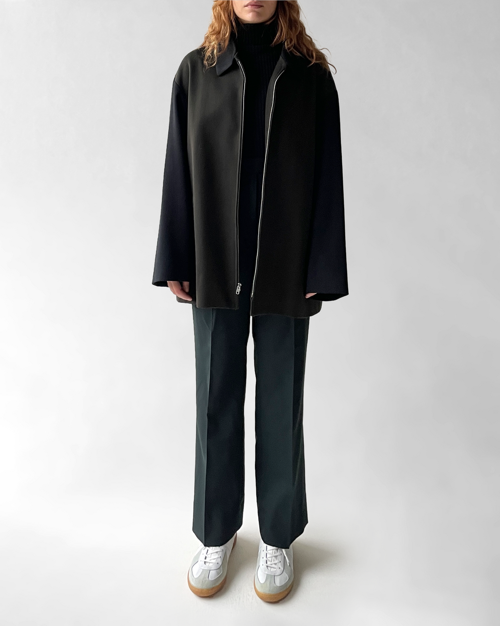 Wool Zip-Up Bicolor Jacket