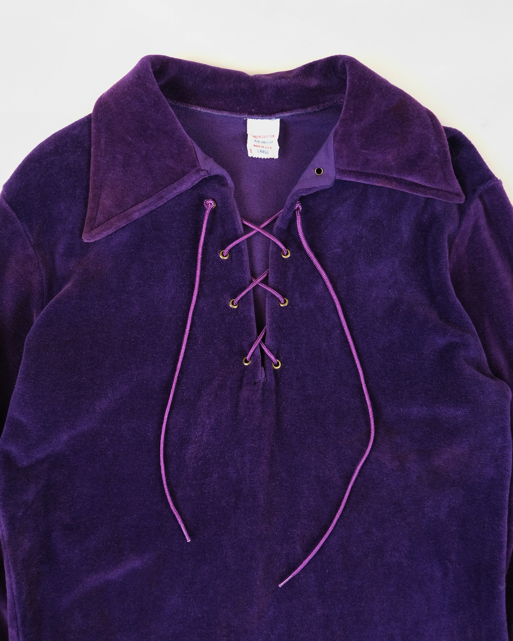 NOS Velour Lace Up Top