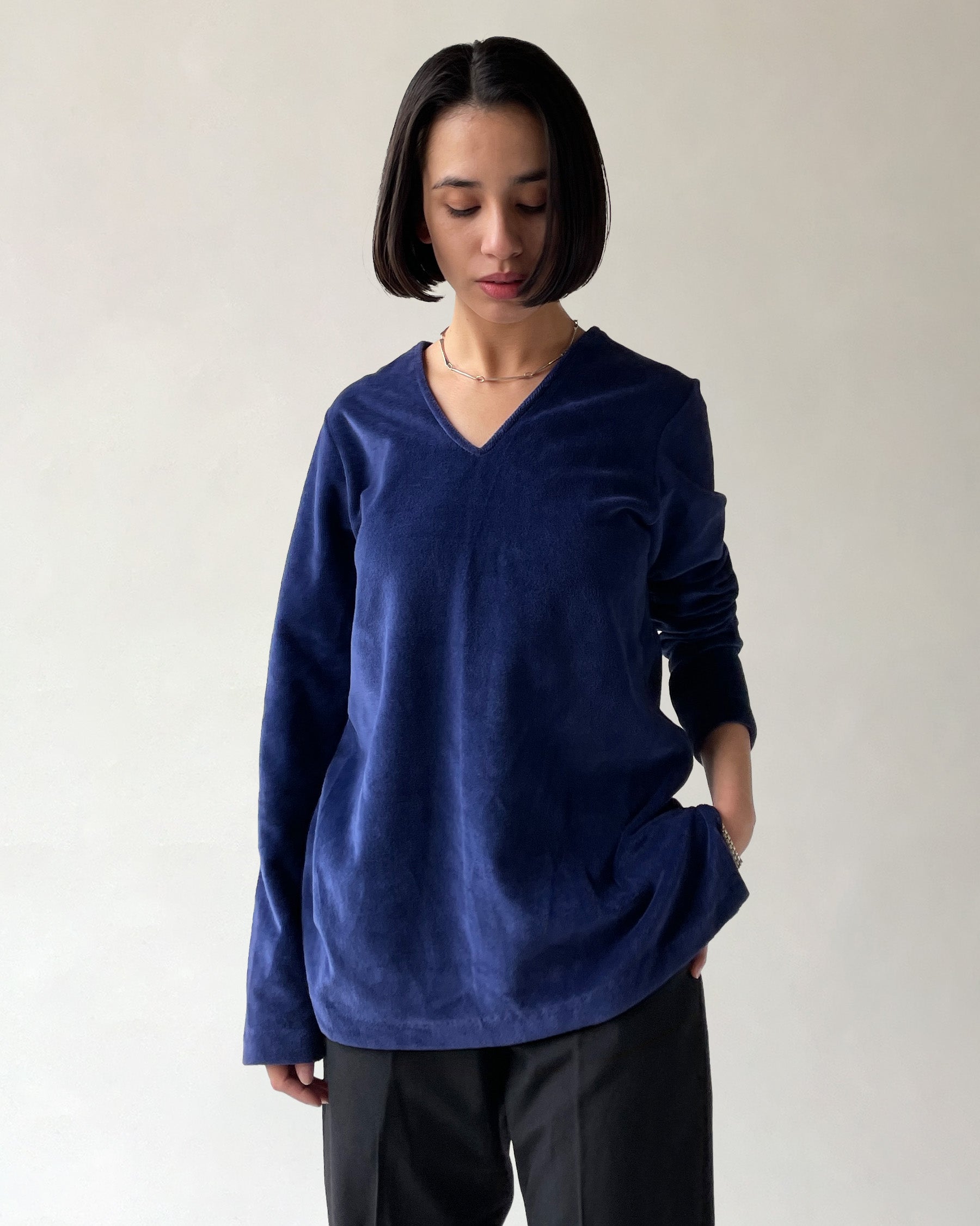 NOS "H BAR C" Velour V-Neck Top