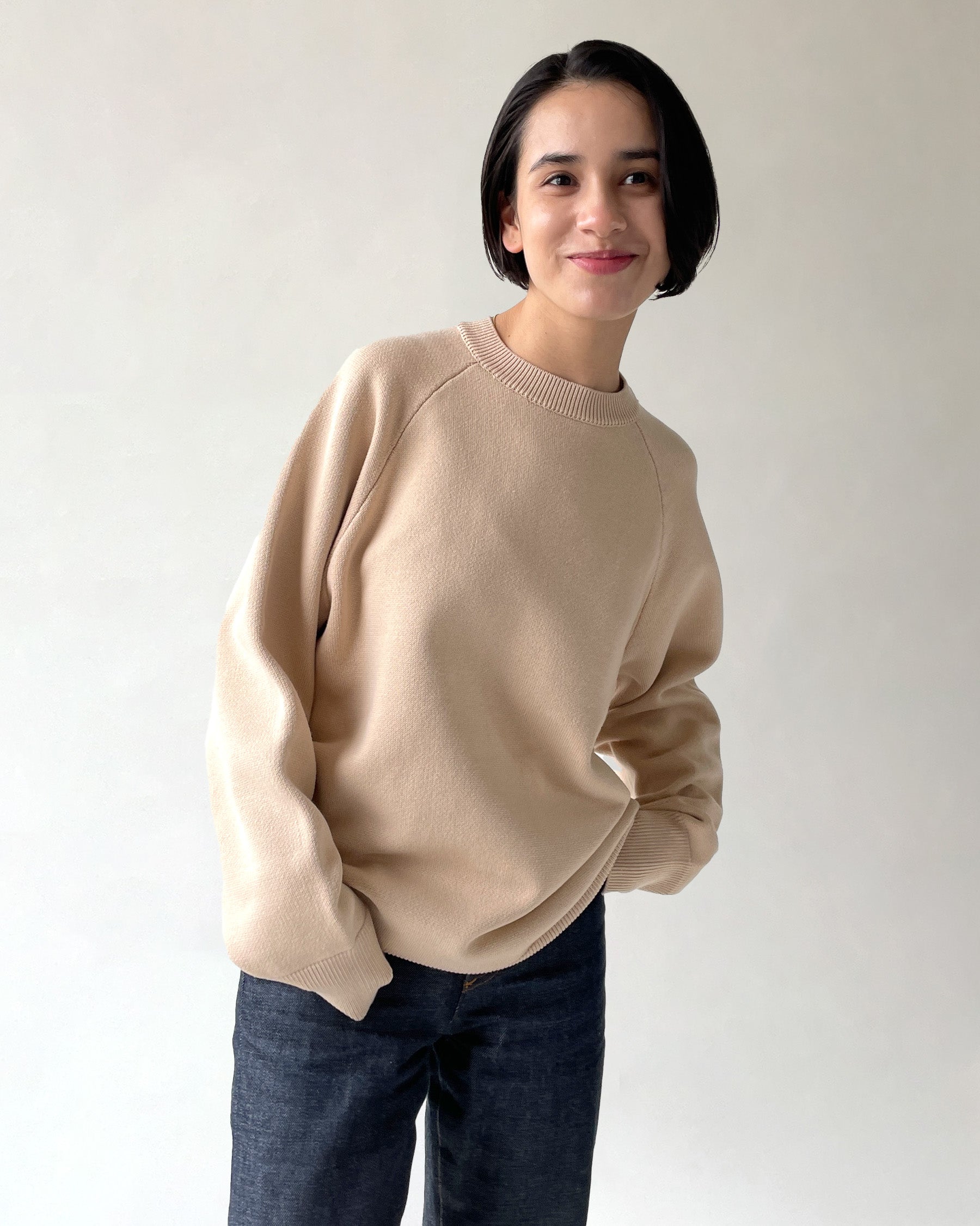 404 Paled Color Crew Neck Sweater by RYE TENDER - Beige