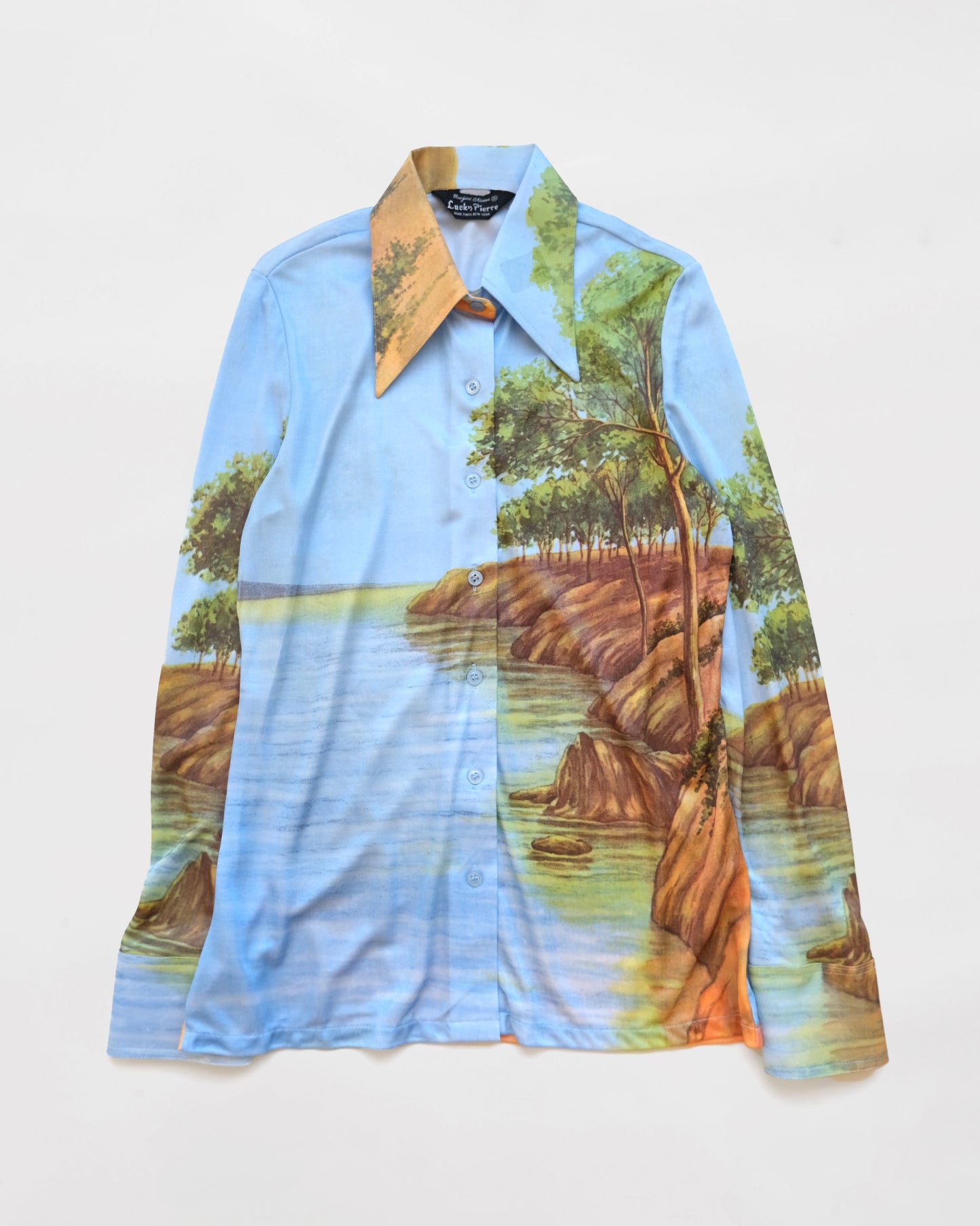 70's Printed Nylon Shirt