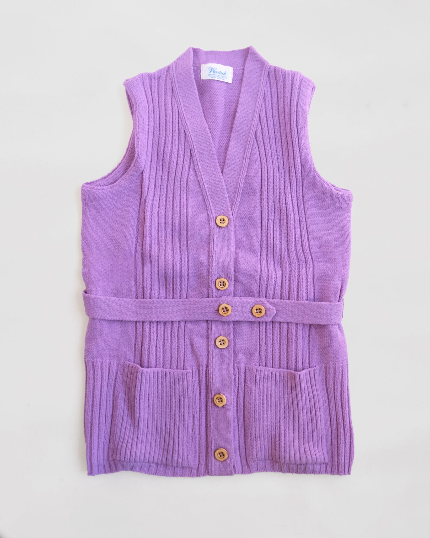 Open Knit Vest - Purple