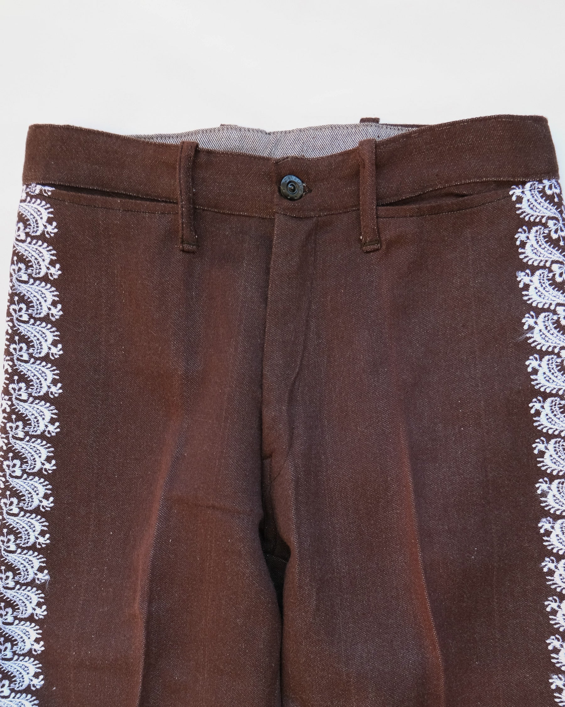 Embroidered Brown Pants
