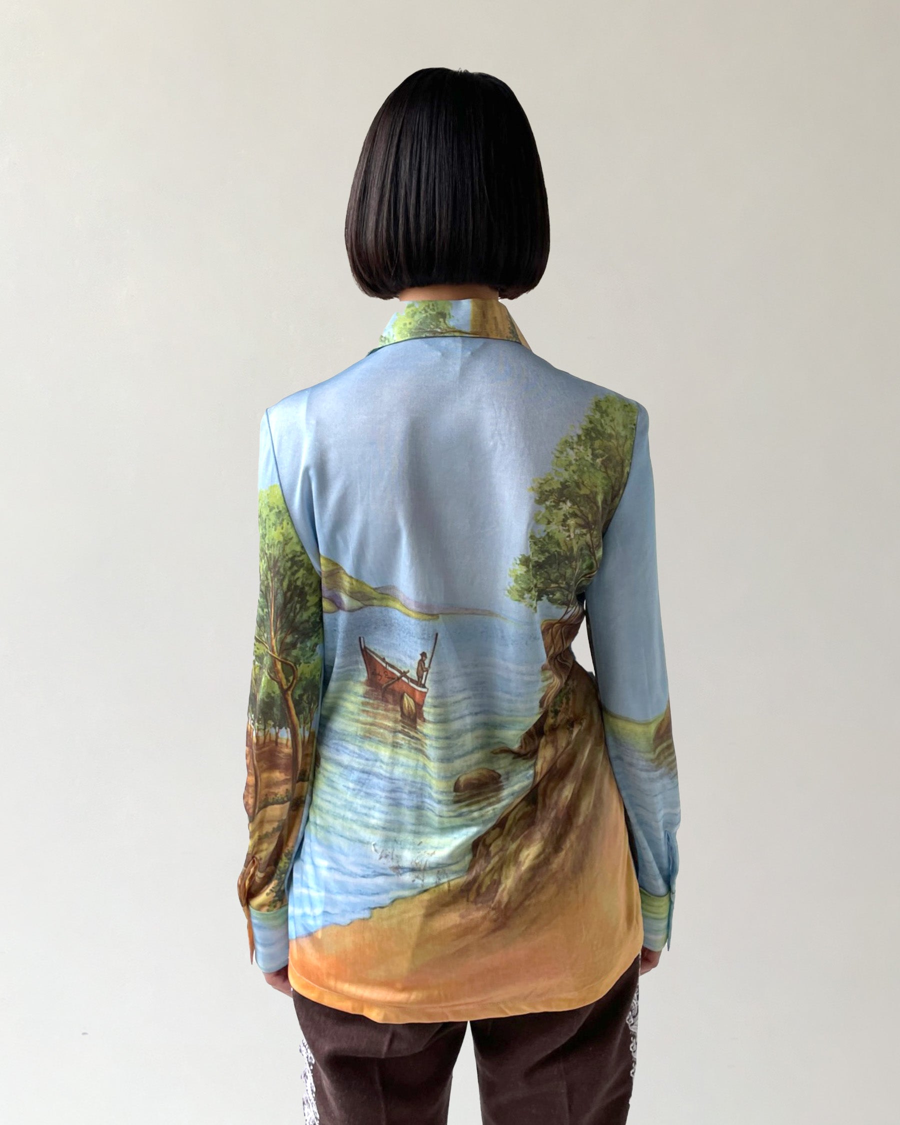 70's Printed Nylon Shirt