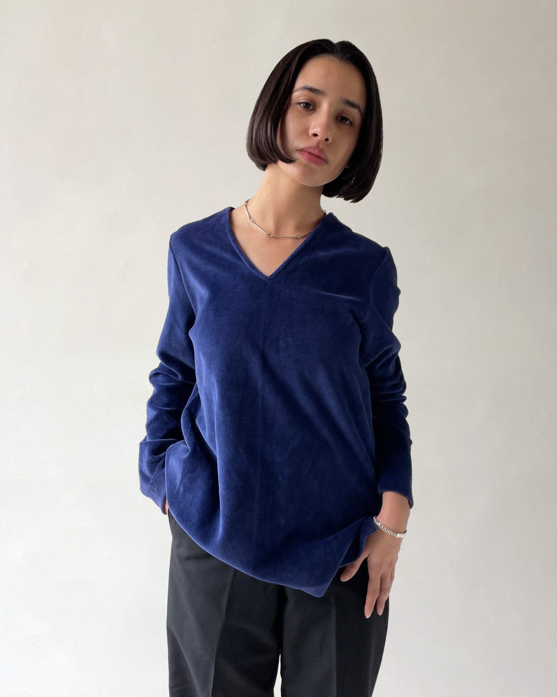 NOS "H BAR C" Velour V-Neck Top