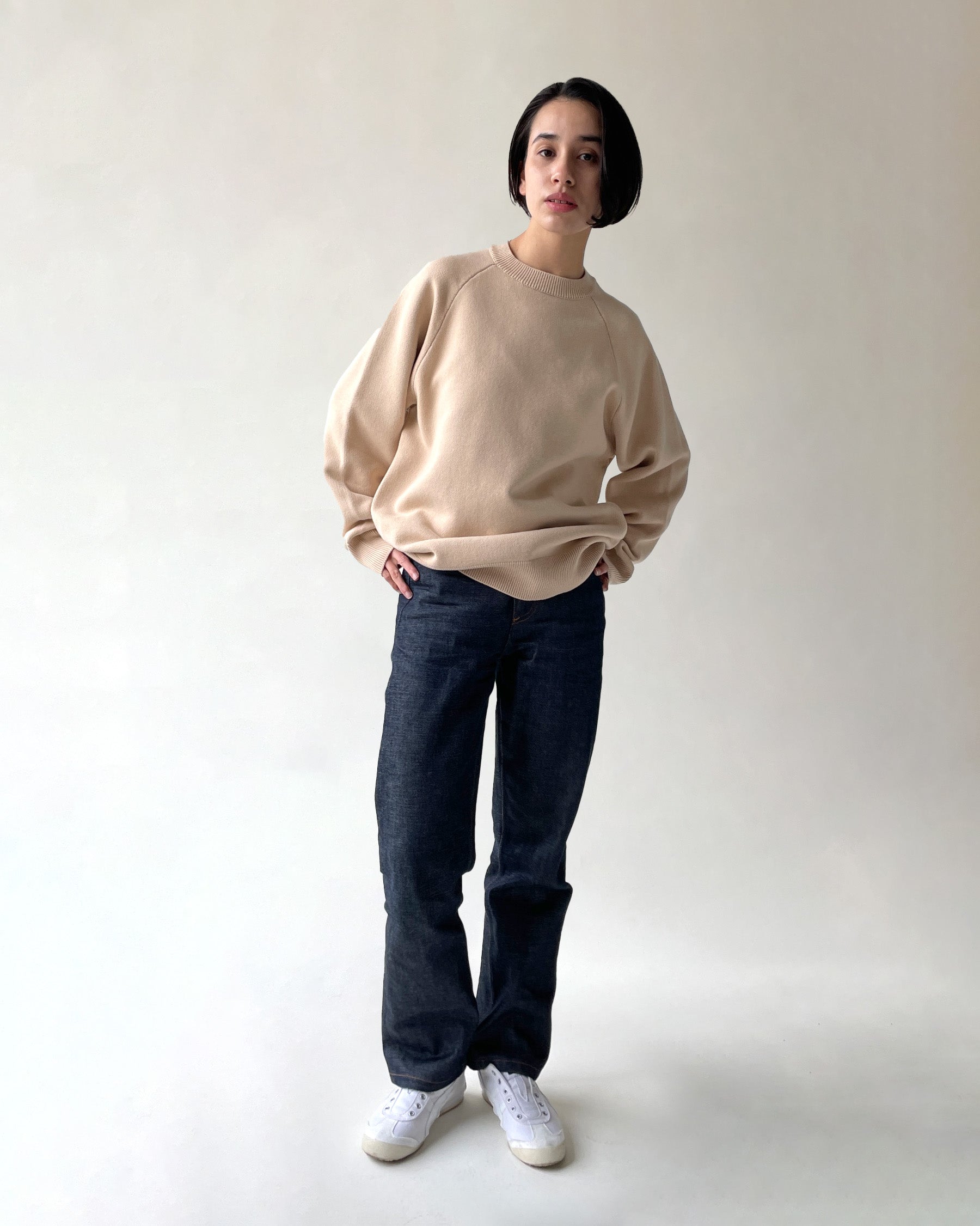 404 Paled Color Crew Neck Sweater by RYE TENDER - Beige